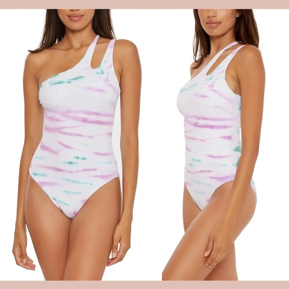 NWD BECCA [ Small ] Iconic Violet Pucker Rib OneShoulder One Piece Swimsuit 7024